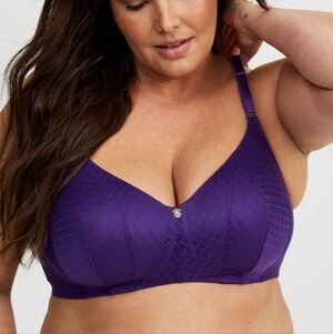Torrid 44DDD Wire-Free Fishnet Bra  - Purple